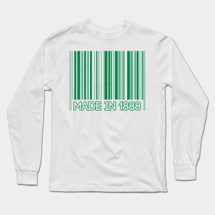 MADE IN 1888, Glasgow Celtic Football Club Green Barcode Design Long Sleeve T-Shirt